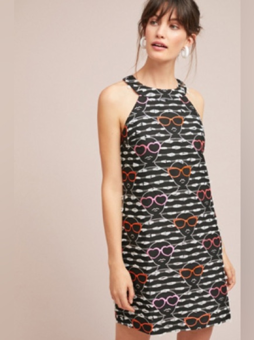 Anthropologie Hutch Black Sunglasses Print Shift Dress Medium